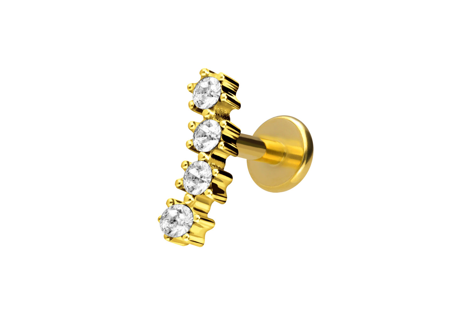 Titan Labret Piercing mit Innengewinde 4 EINGEFASSTE KRISTALLE